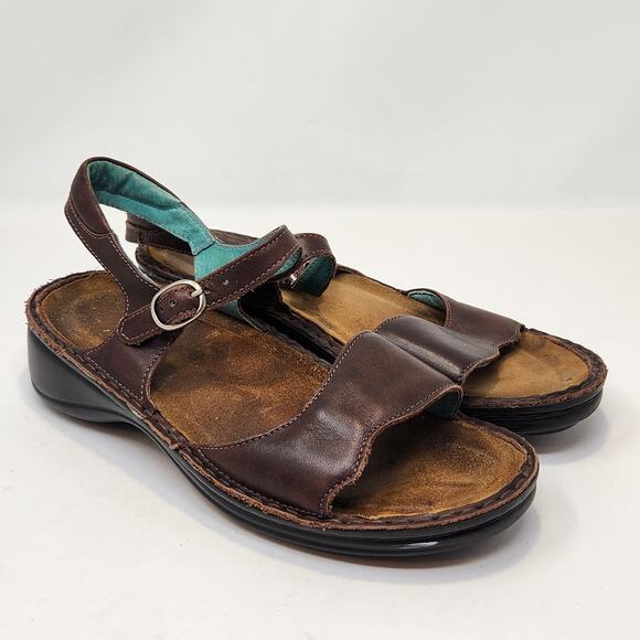 Naot Womens Brown Leather Ankle Strap Comfort Sandals Size 39 US 8 Slingback - Picture 1 of 9